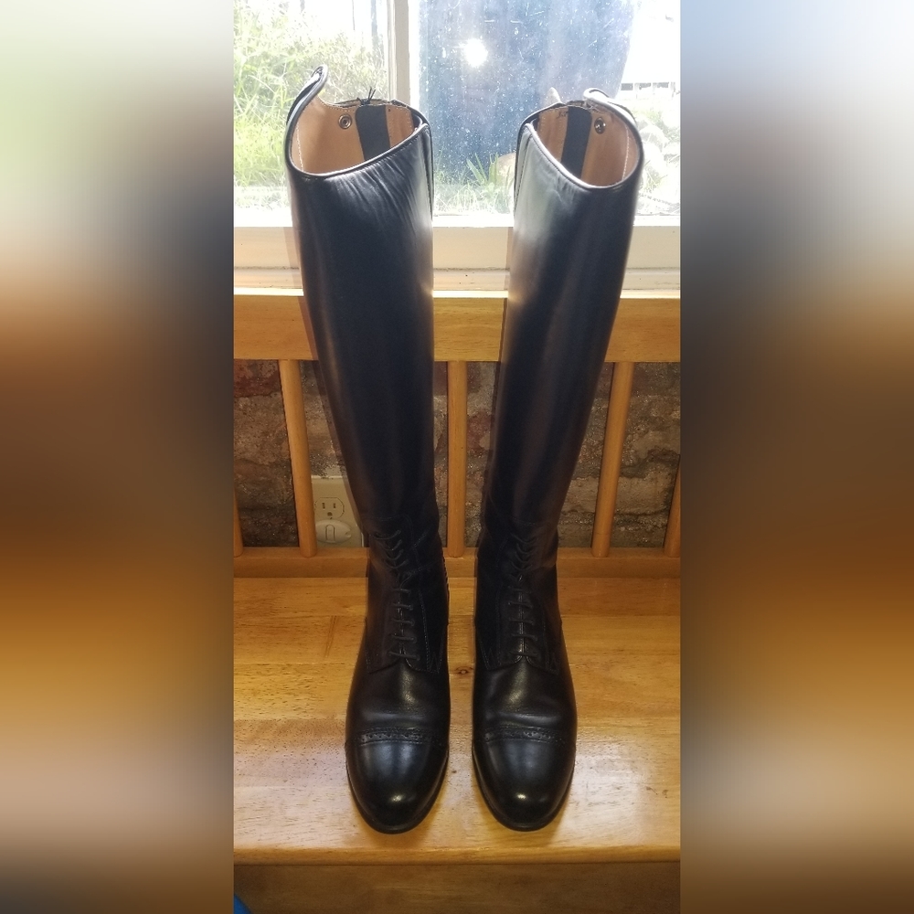 Ariat Crowne Pro Field Equestrian Riding Boots 8 Wide Calf Back Zippers